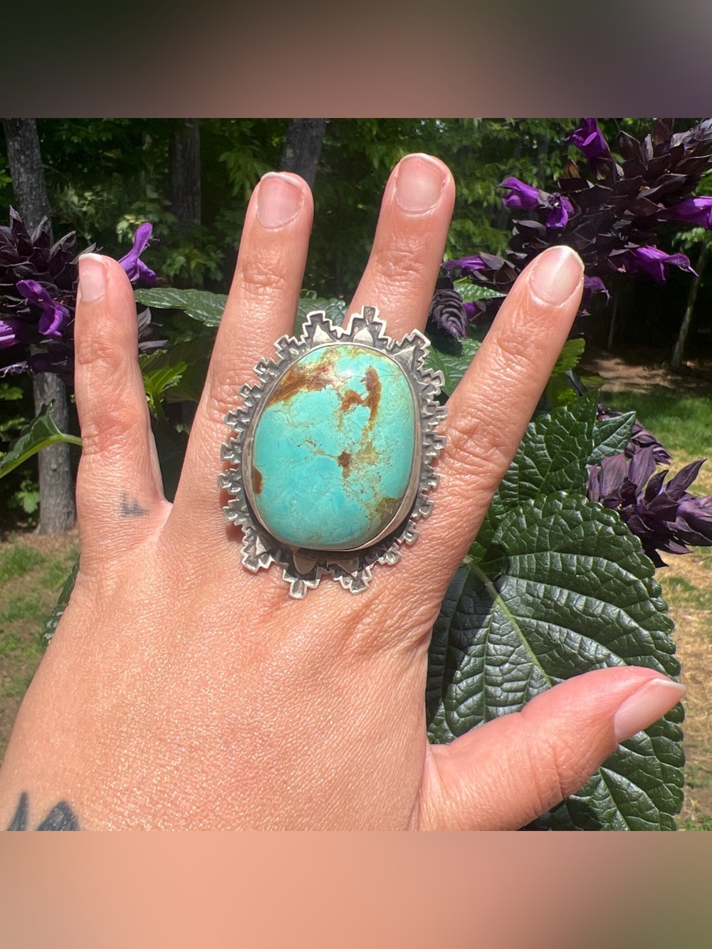 Jacob Troncosa Signed Turquoise Silver Ring